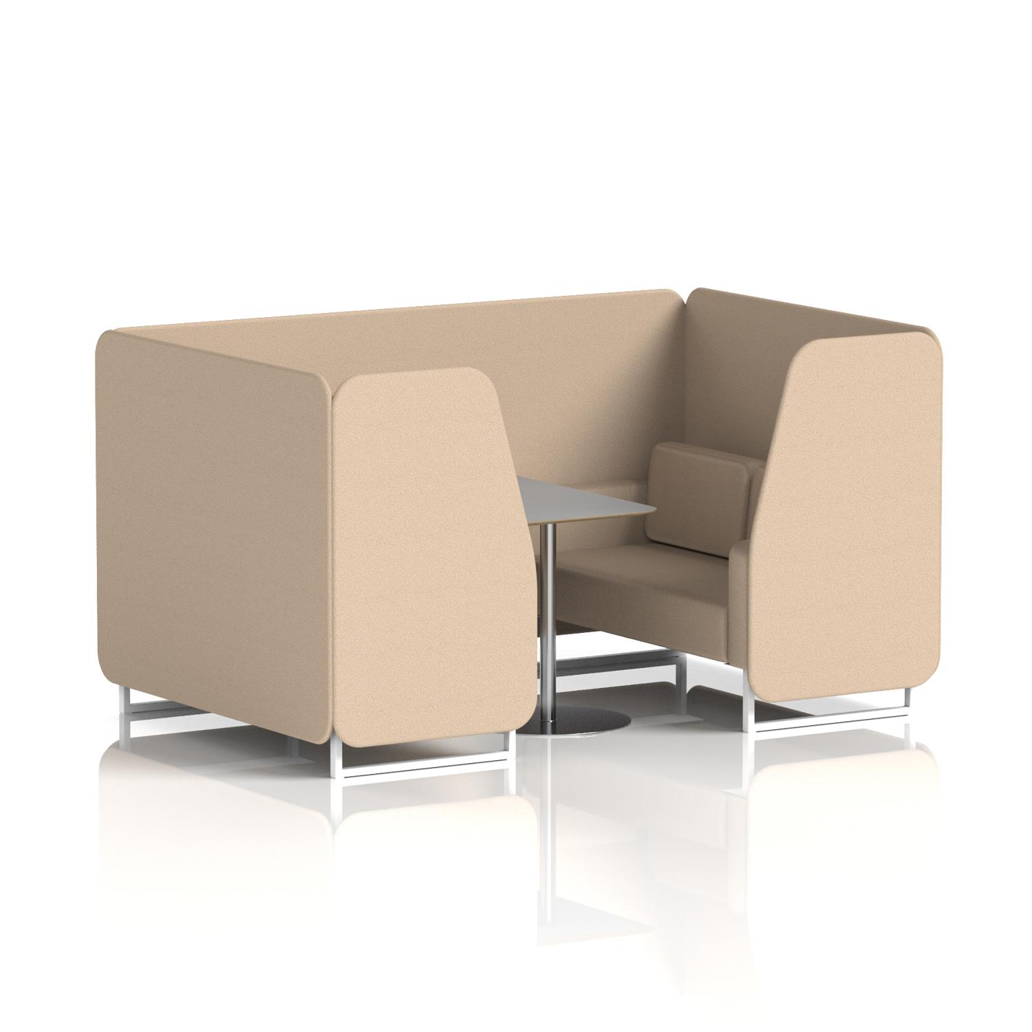 Brixworth 4 Seater Booth With White Legs And Grey Table With Silver Leg In Synergy Fabric - Affix Panels And Sofa