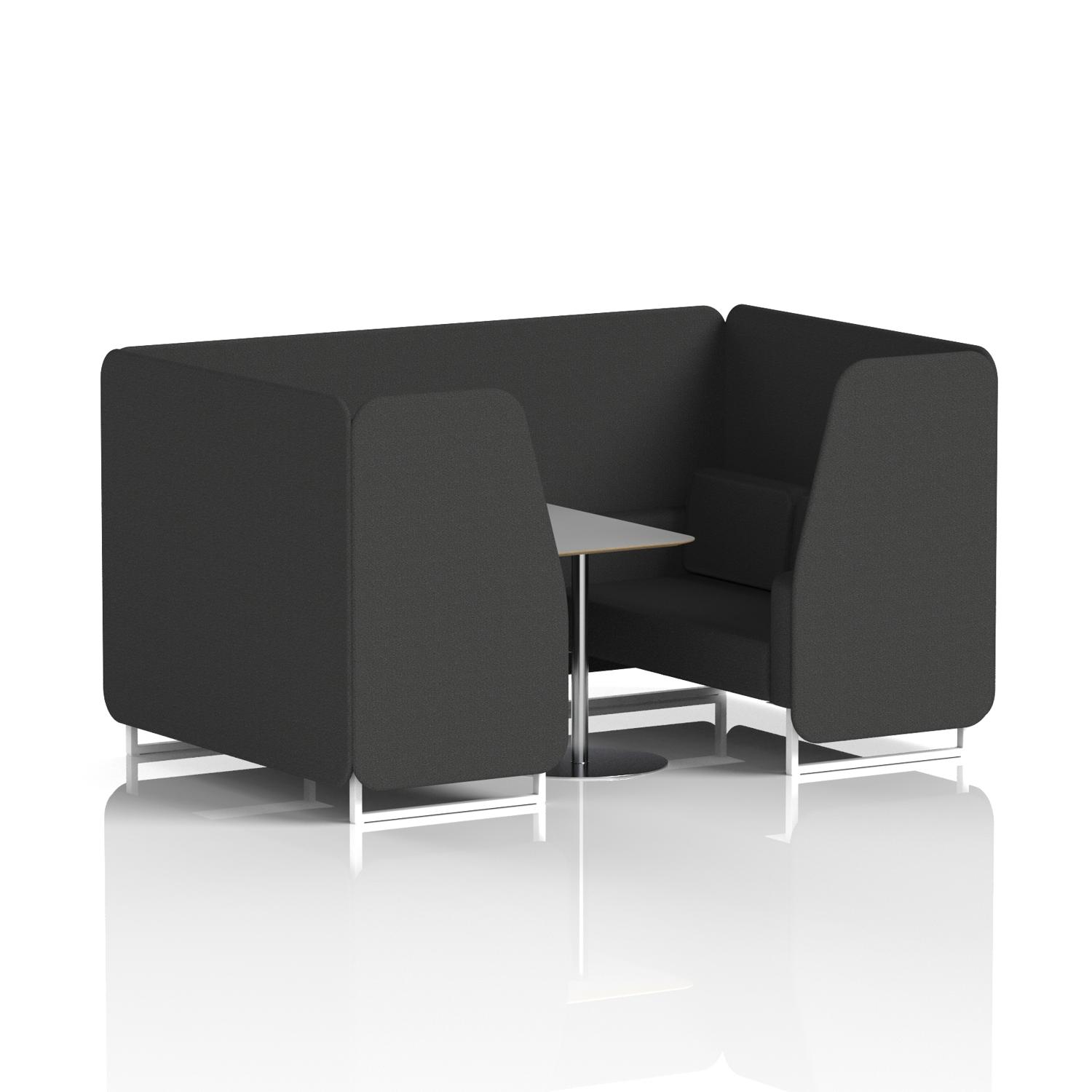 Brixworth 4 Seater Booth With White Legs And Grey Table With Silver Leg In Synergy Fabric - Mix Panels And Sofa