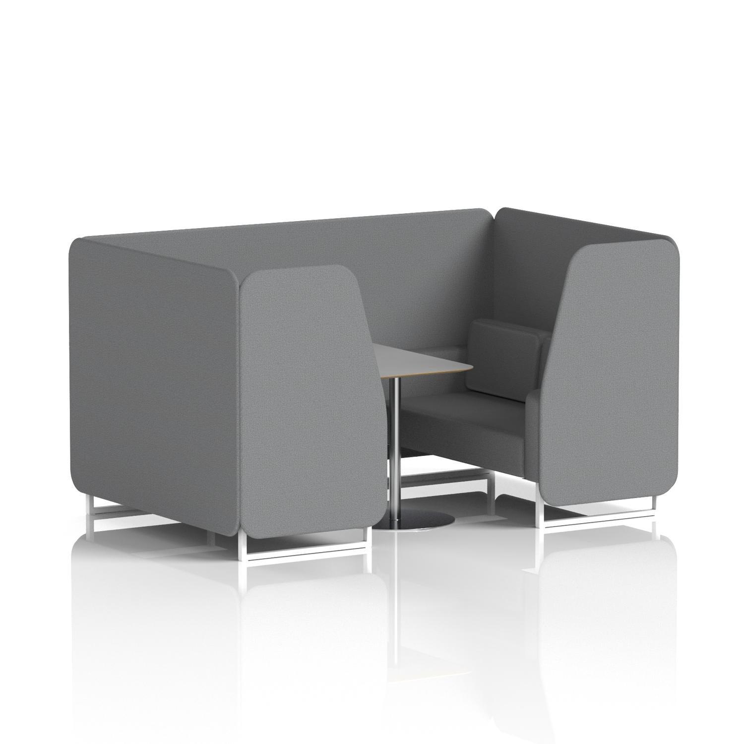 Brixworth 4 Seater Booth With White Legs And Grey Table With Silver Leg In Synergy Fabric - Partner Panels And Sofa