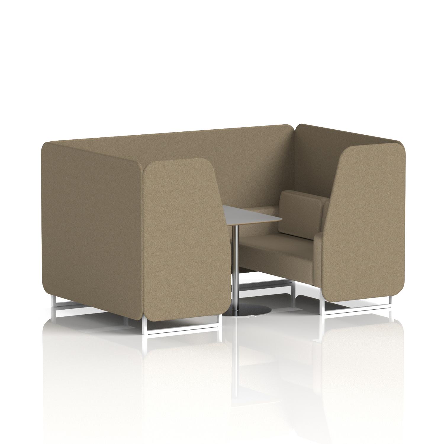 Brixworth 4 Seater Booth With White Legs And Grey Table With Silver Leg In Main Line Flax Fabric - Bank Panels And Upminster Sofa