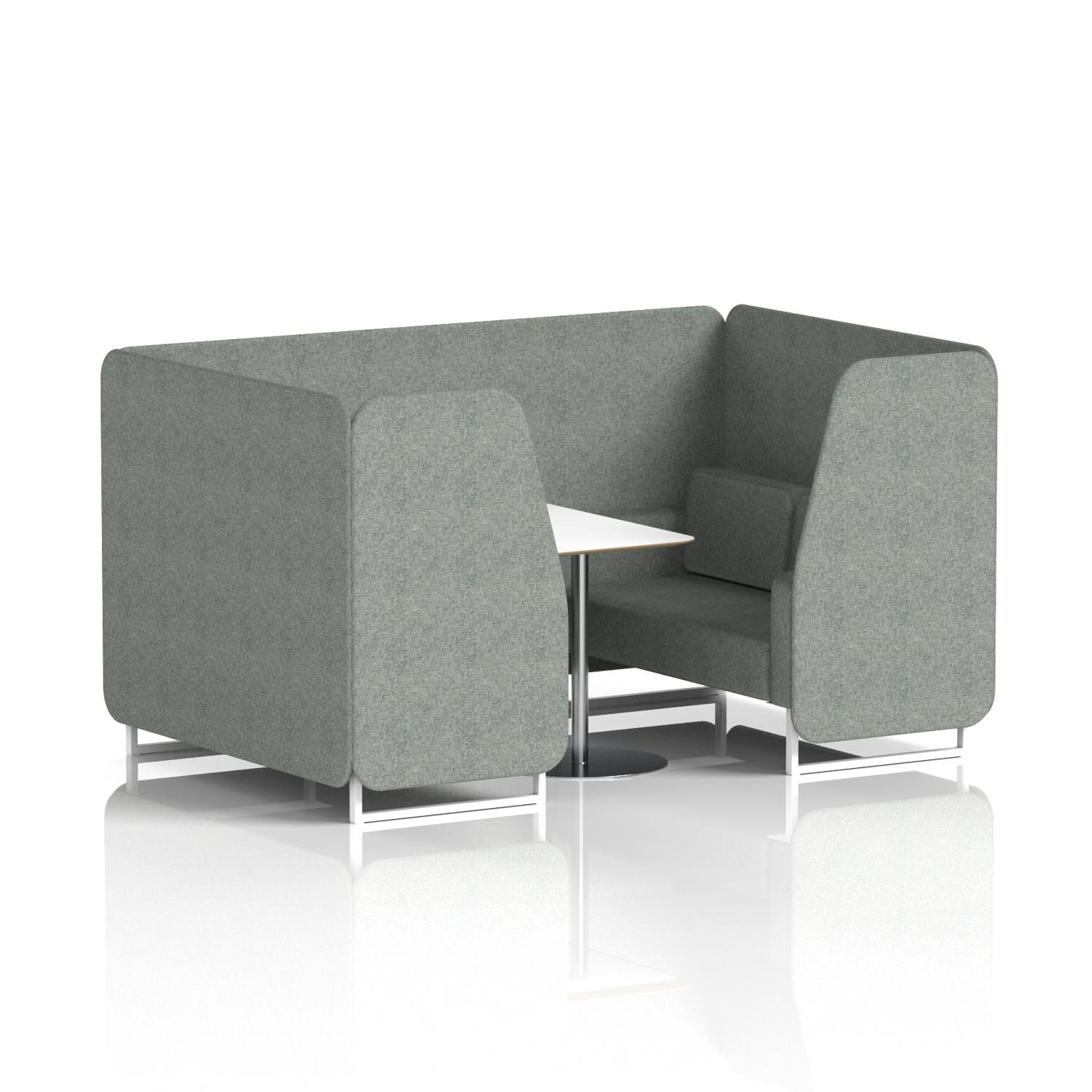 Brixworth 4 Seater Booth With White Legs And White Table With Silver Leg In Rivet Fabric - Prime Panels And Sofa
