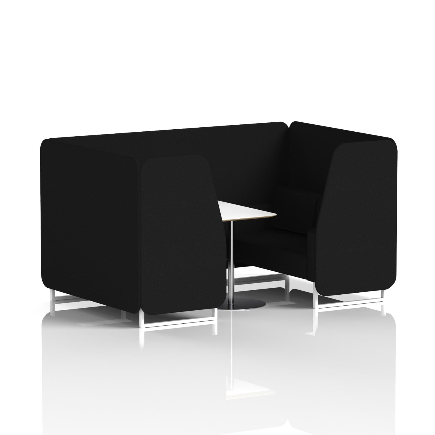 Brixworth 4 Seater Booth With White Legs And White Table With Silver Leg In X2 Fabric - Diameter Panels And Sofa