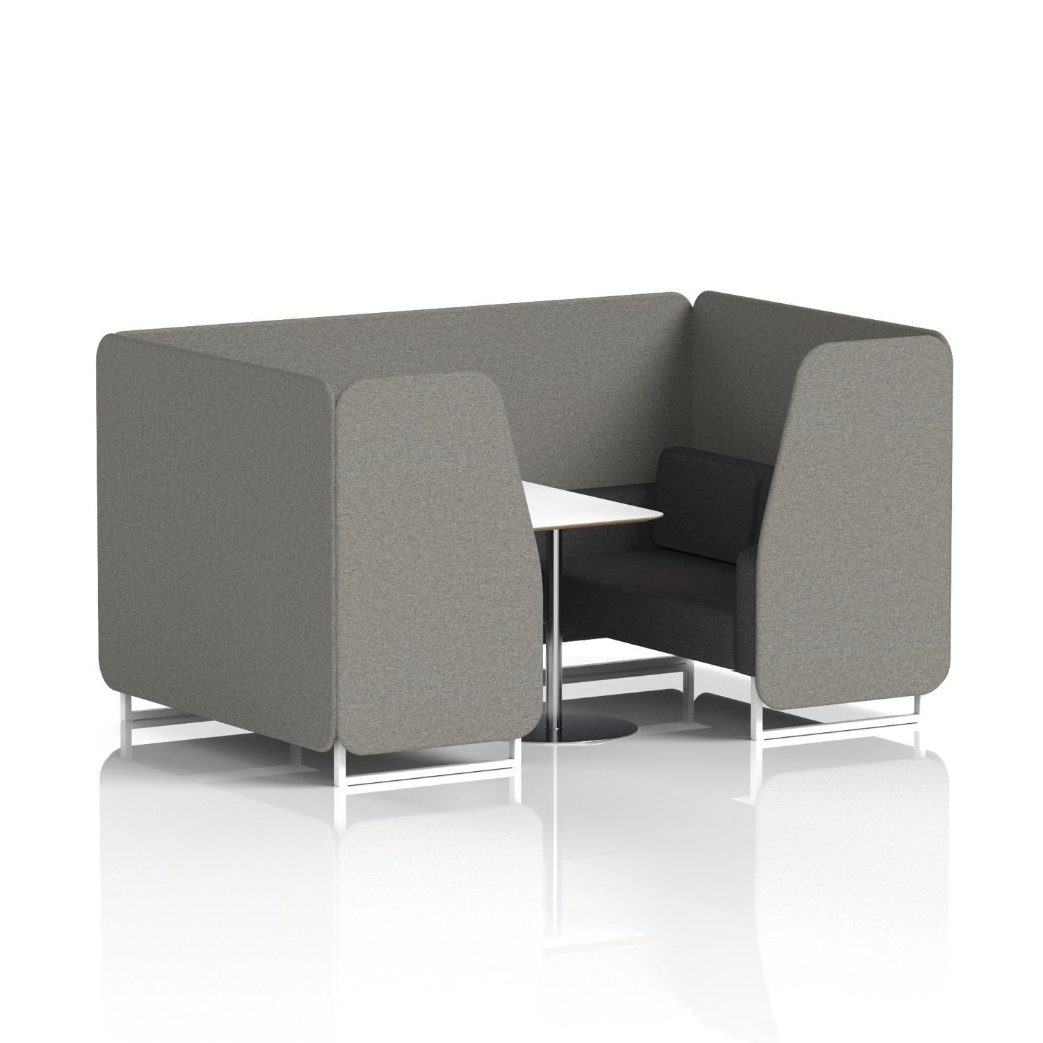 Brixworth 4 Seater Booth With White Legs And White Table With Silver Leg In X2 Fabric - Number Panels And Arithmetic Sofa
