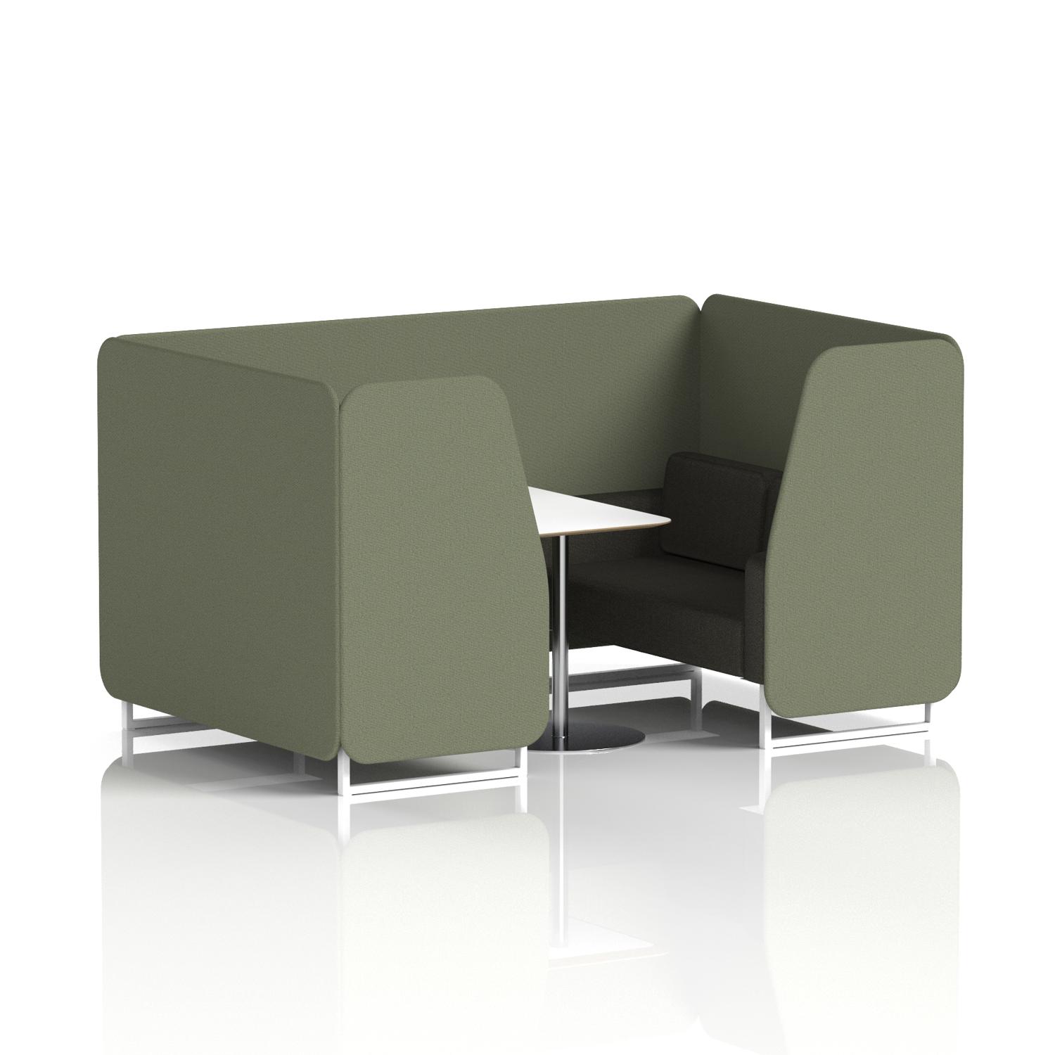 Brixworth 4 Seater Booth With White Legs And White Table With Silver Leg In Main Line Flax Fabric - Monument Panels And Temple Sofa Brixworth 4 Seater Booth With White Legs And White Table With Silver Leg In Main Line Flax Fabric - Monument Panels And Temple Sofa