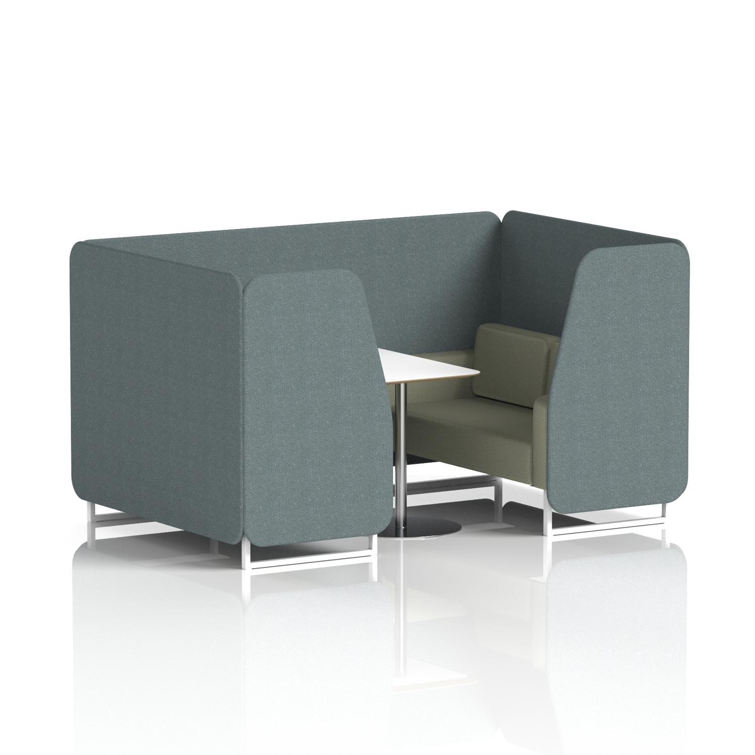 Brixworth 4 Seater Booth With White Legs And White Table With Silver Leg In Main Line Flax Fabric - Westminster Panels And Newbury Sofa