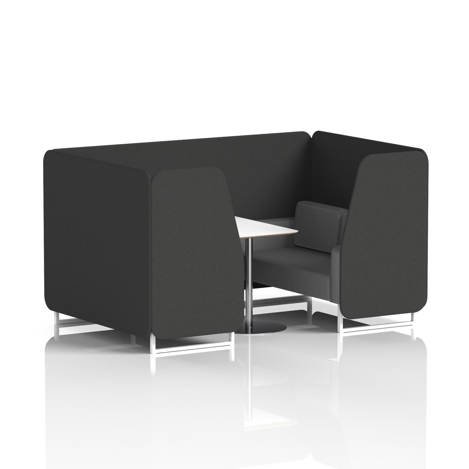 Brixworth 4 Seater Booth With White Legs And White Table With Silver Leg In Synergy Fabric - Mix Panels And Partner Sofa