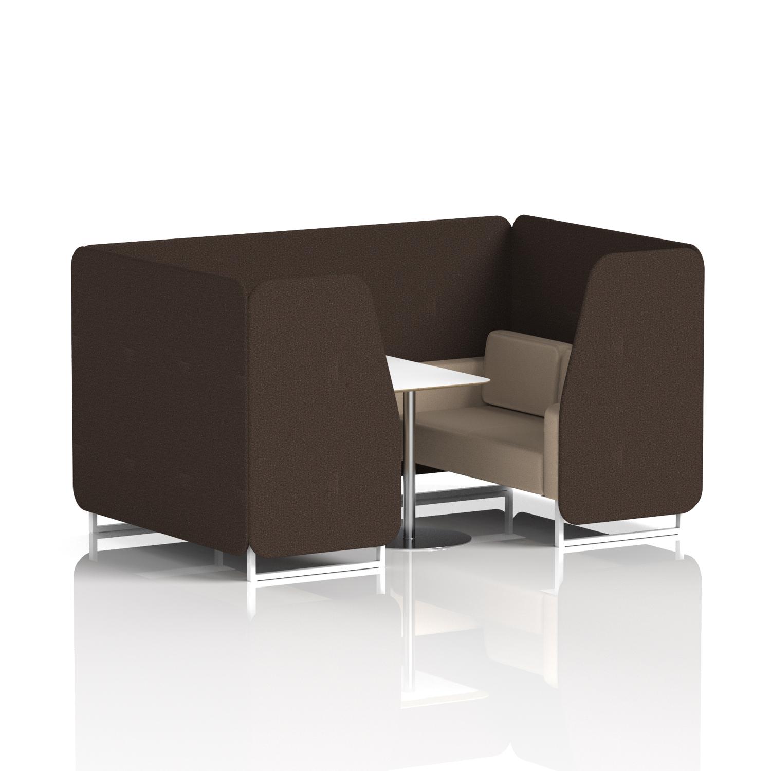 Brixworth 4 Seater Booth With White Legs And White Table With Silver Leg In Synergy Fabric - Wed Panels And Affix Sofa