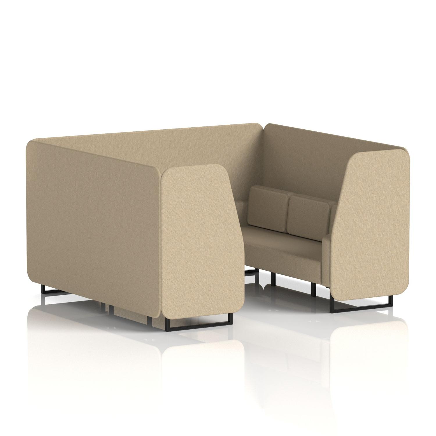 Brixworth 6 Seater Booth With Black Legs In Main Line Flax Fabric - Upminster Panels And Sofa