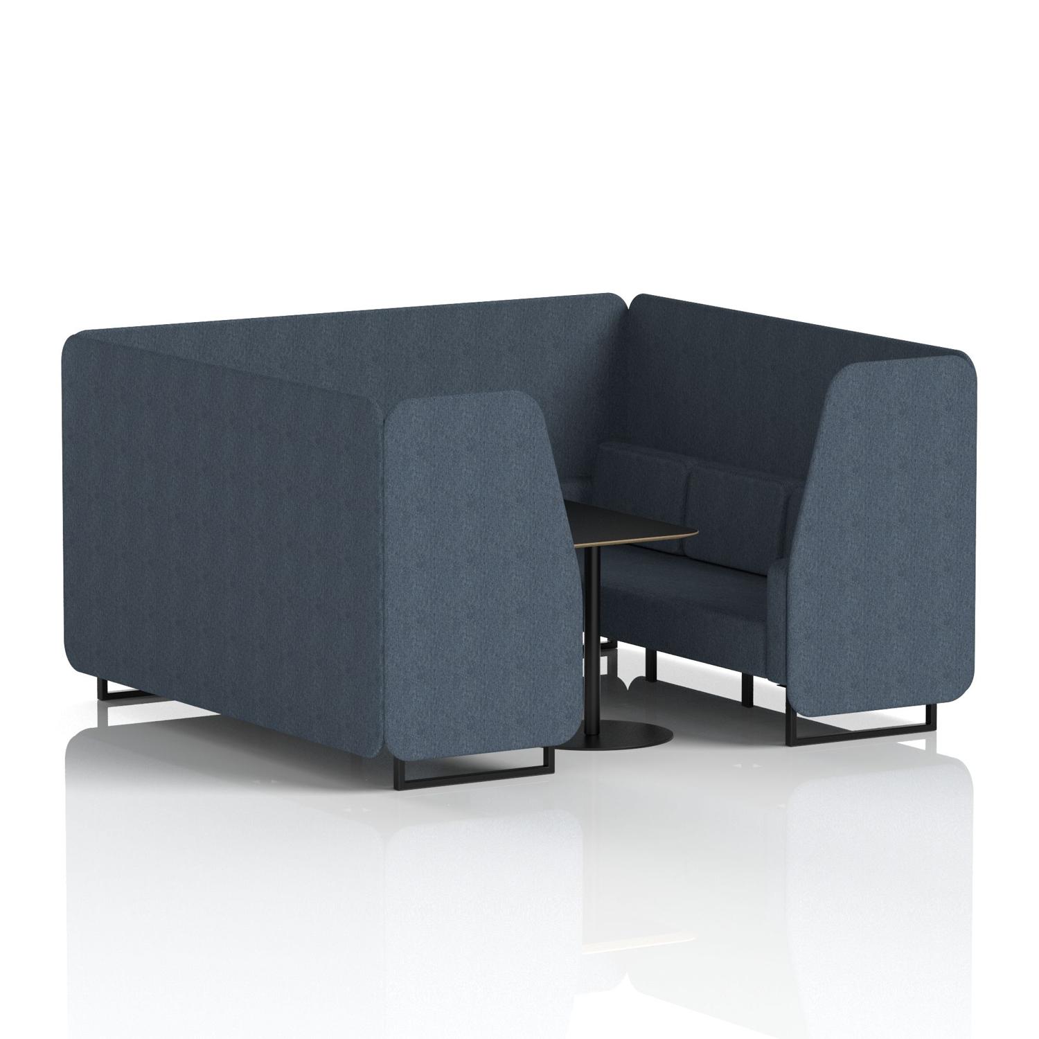 Brixworth 6 Seater Booth With Black Legs And Black Table With Black Leg In Rivet Fabric - Crucible Panels And Sofa