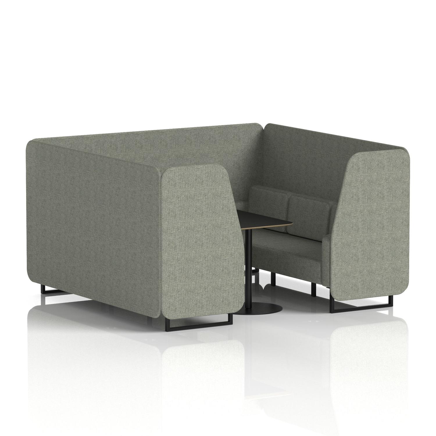 Brixworth 6 Seater Booth With Black Legs And Black Table With Black Leg In Rivet Fabric - Vitreous Panels And Sofa