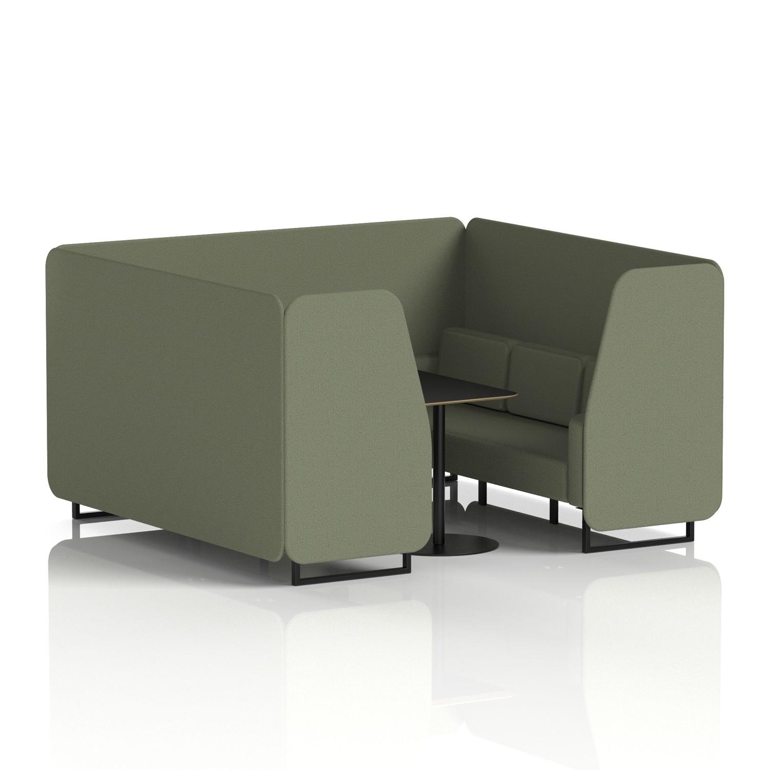Brixworth 6 Seater Booth With Black Legs And Black Table With Black Leg In Main Line Flax Fabric - Monument Panels And Sofa