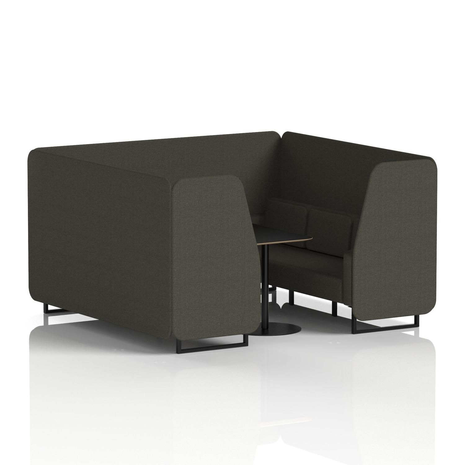 Brixworth 6 Seater Booth With Black Legs And Black Table With Black Leg In Main Line Flax Fabric - Temple Panels And Sofa