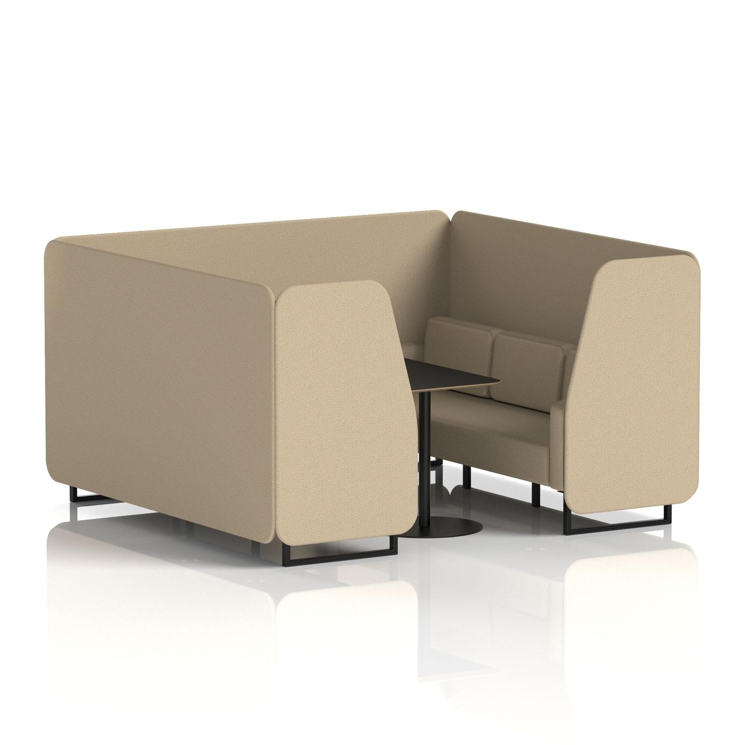 Brixworth 6 Seater Booth With Black Legs And Black Table With Black Leg In Main Line Flax Fabric - Upminster Panels And Sofa
