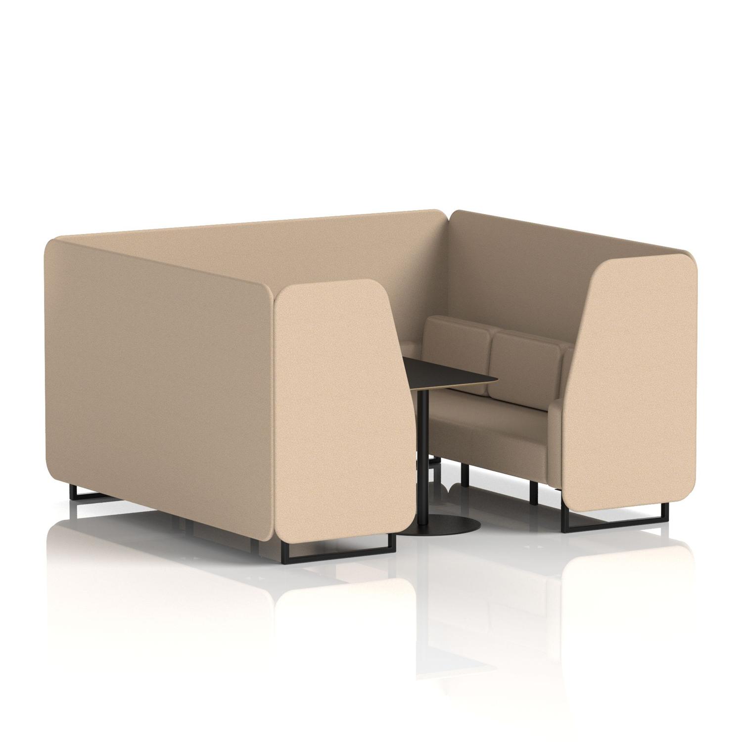 Brixworth 6 Seater Booth With Black Legs And Black Table With Black Leg In Synergy Fabric - Affix Panels And Sofa