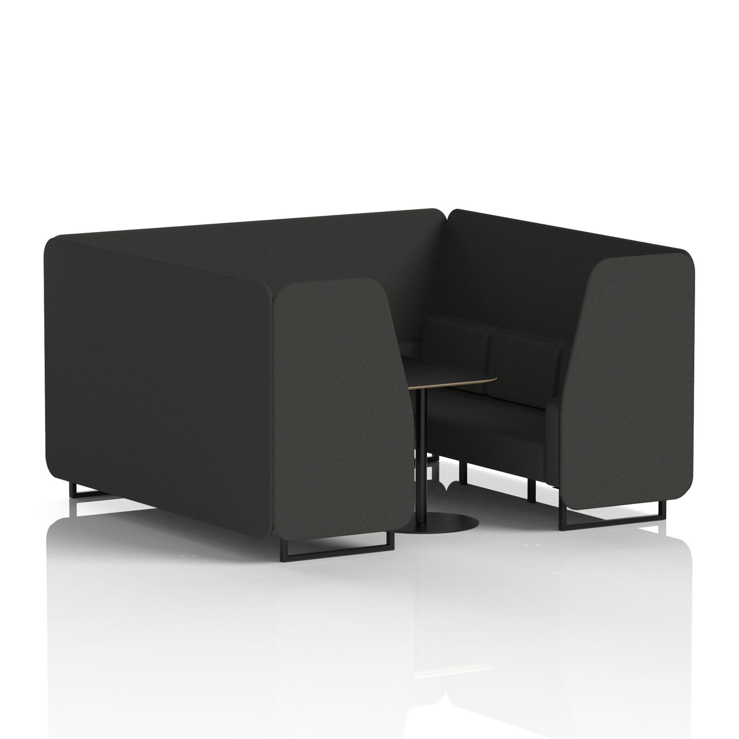 Brixworth 6 Seater Booth With Black Legs And Black Table With Black Leg In Synergy Fabric - Mix Panels And Sofa