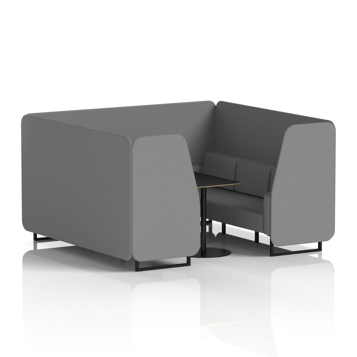 Brixworth 6 Seater Booth With Black Legs And Black Table With Black Leg In Synergy Fabric - Partner Panels And Sofa