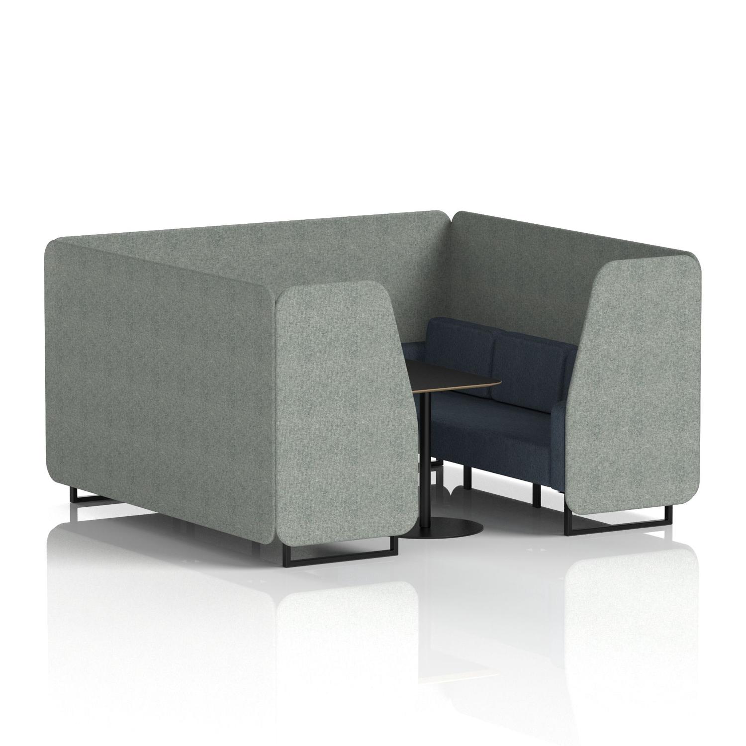 Brixworth 6 Seater Booth With Black Legs And Black Table With Black Leg In Rivet Fabric - Prime Panels And Crucible Sofa