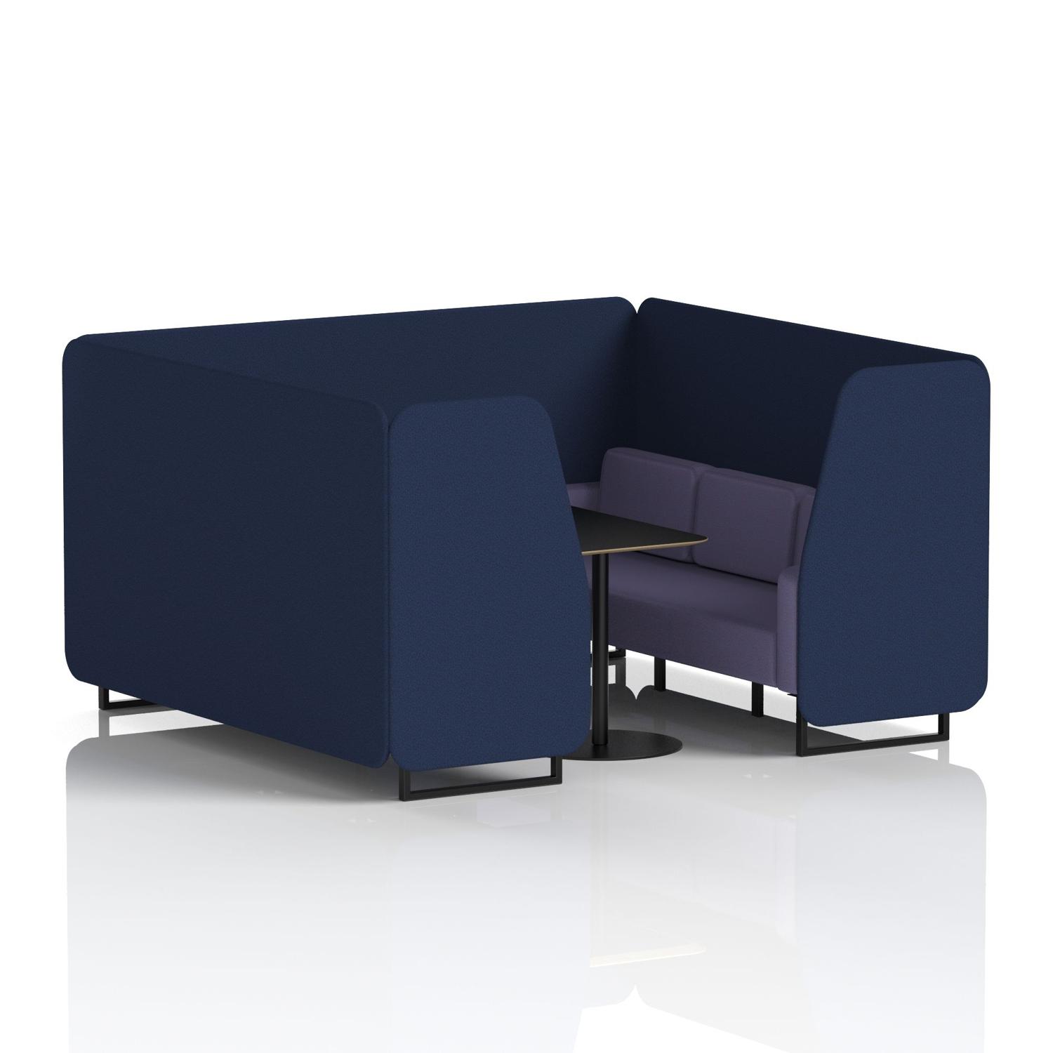 Brixworth 6 Seater Booth With Black Legs And Black Table With Black Leg In Synergy Fabric - Alike Panels And Order Sofa