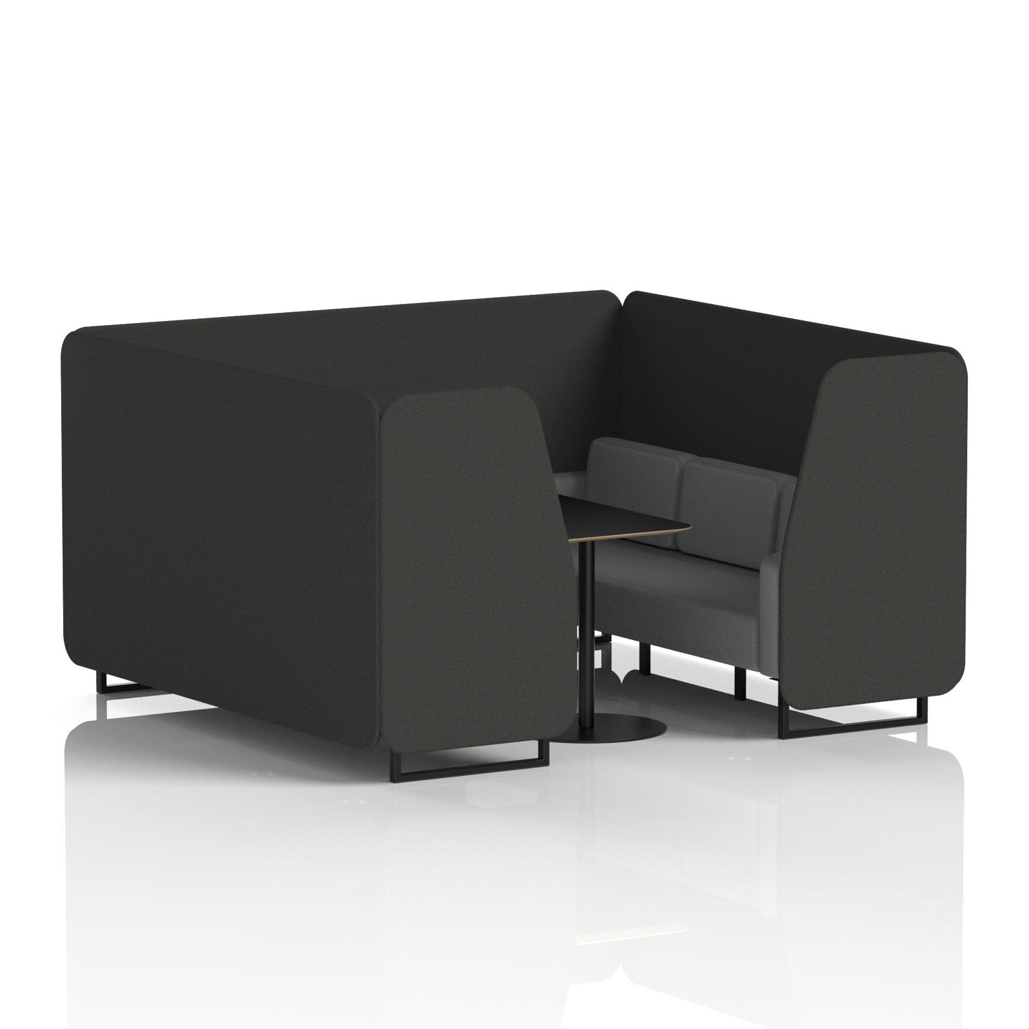 Brixworth 6 Seater Booth With Black Legs And Black Table With Black Leg In Synergy Fabric - Mix Panels And Partner Sofa