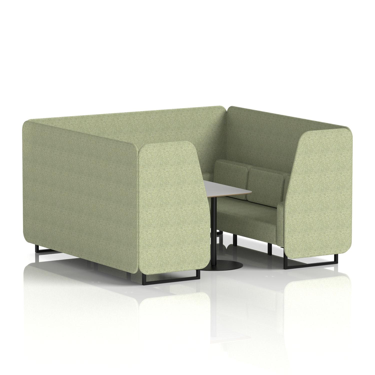 Brixworth 6 Seater Booth With Black Legs And Grey Table With Black Leg In Rivet Fabric - Burnish Panels And Sofa
