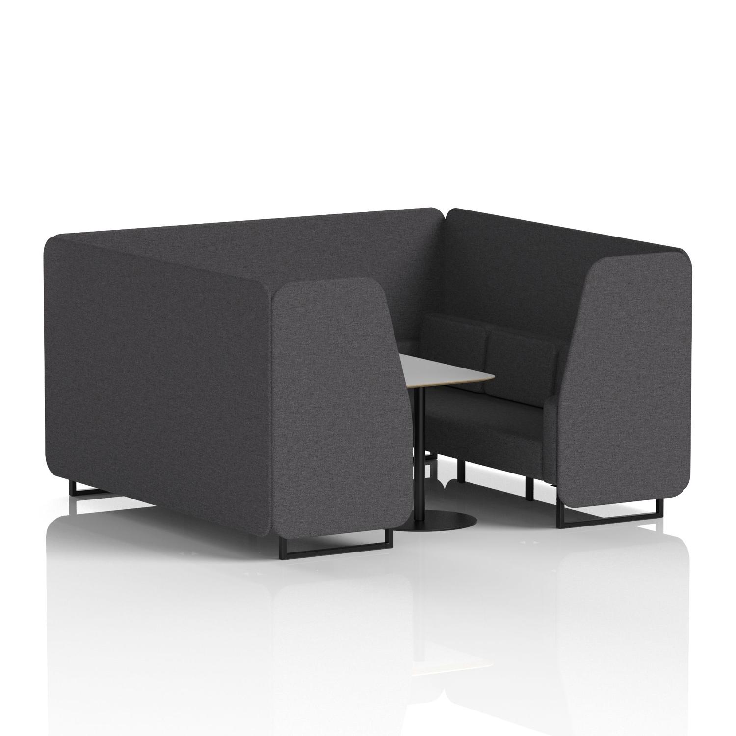 Brixworth 6 Seater Booth With Black Legs And Grey Table With Black Leg In X2 Fabric - Arithmetic Panels And Sofa