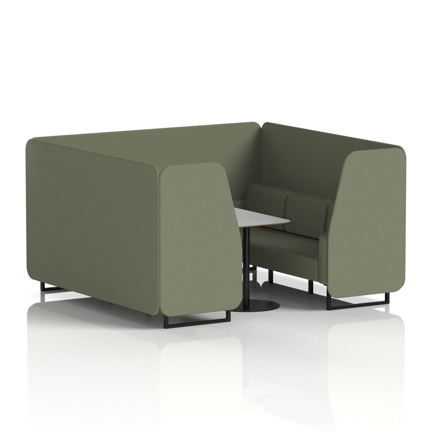 Brixworth 6 Seater Booth With Black Legs And Grey Table With Black Leg In Main Line Flax Fabric - Monument Panels And Sofa