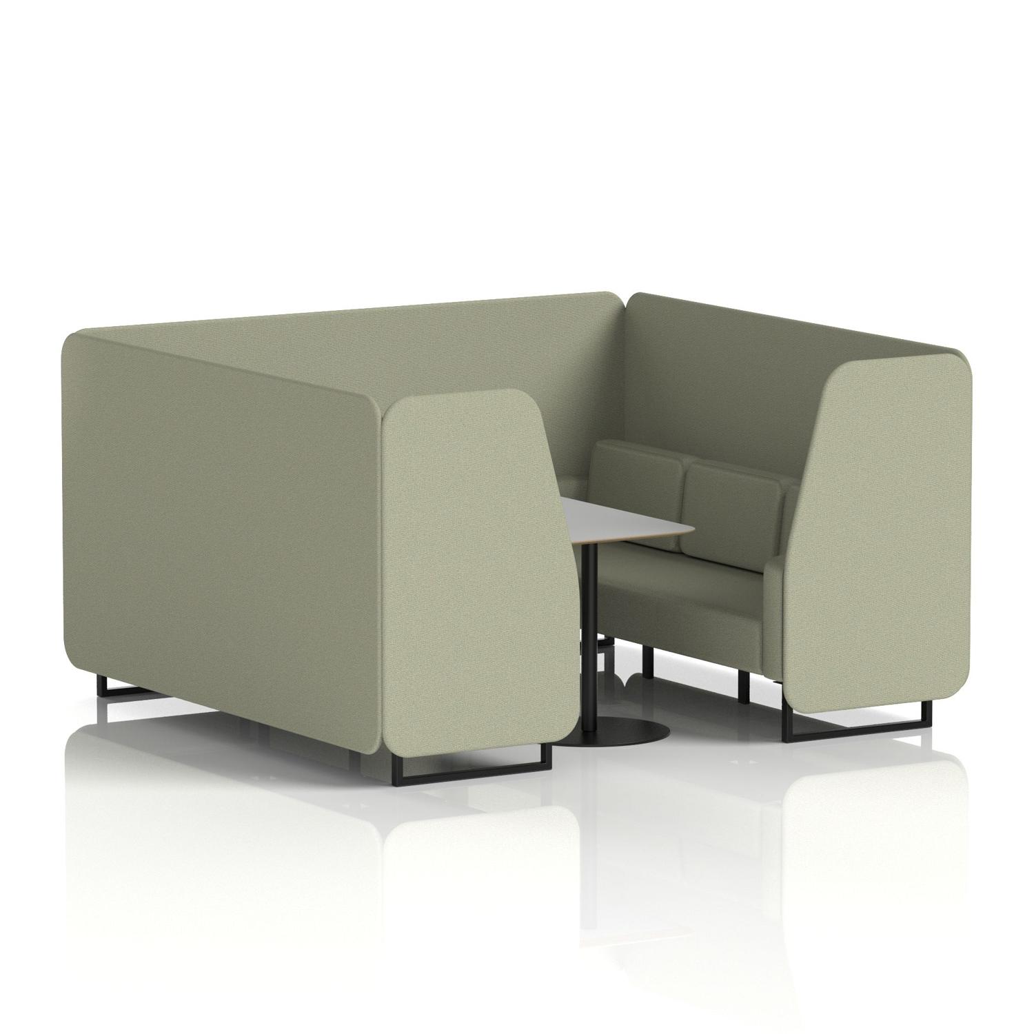 Brixworth 6 Seater Booth With Black Legs And Grey Table With Black Leg In Main Line Flax Fabric - Newbury Panels And Sofa