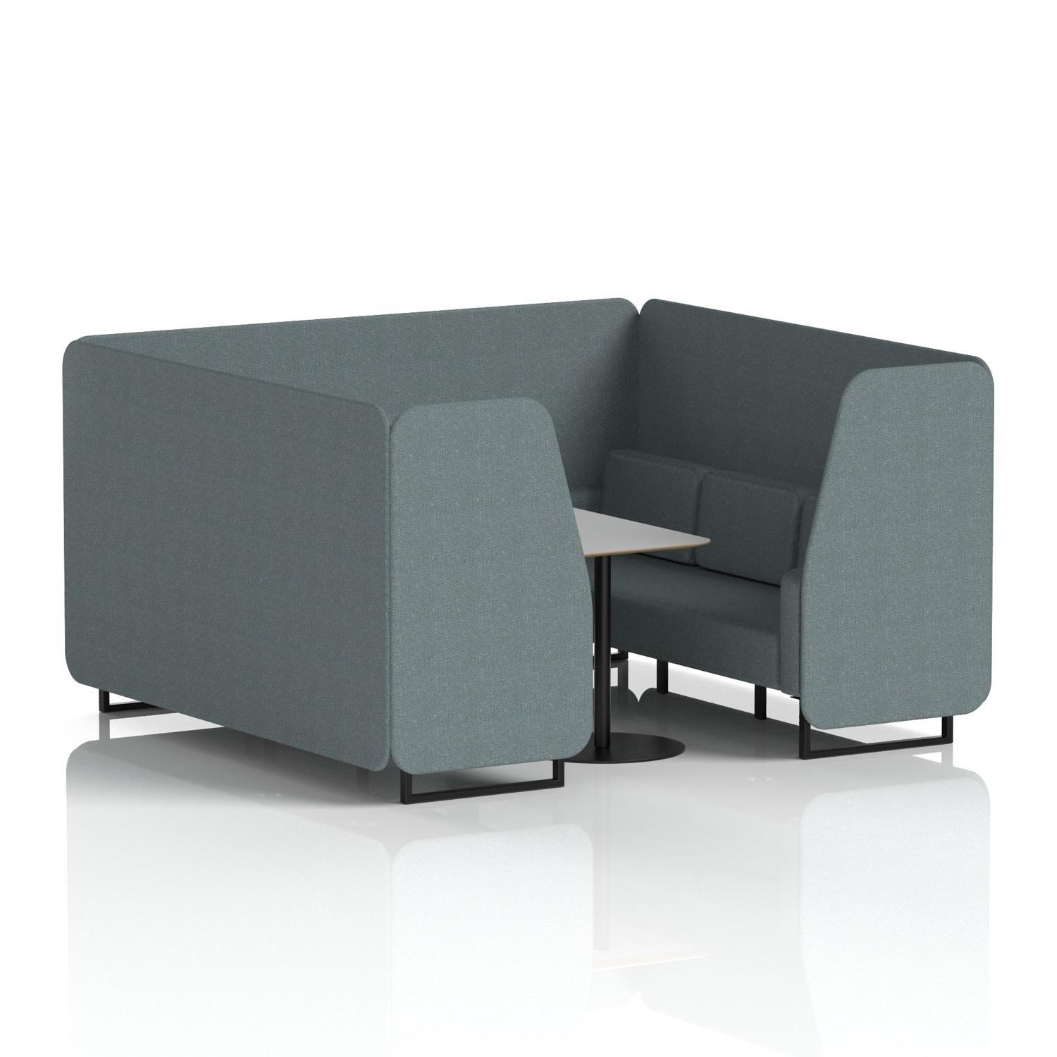 Brixworth 6 Seater Booth With Black Legs And Grey Table With Black Leg In Main Line Flax Fabric - Westminster Panels And Sofa
