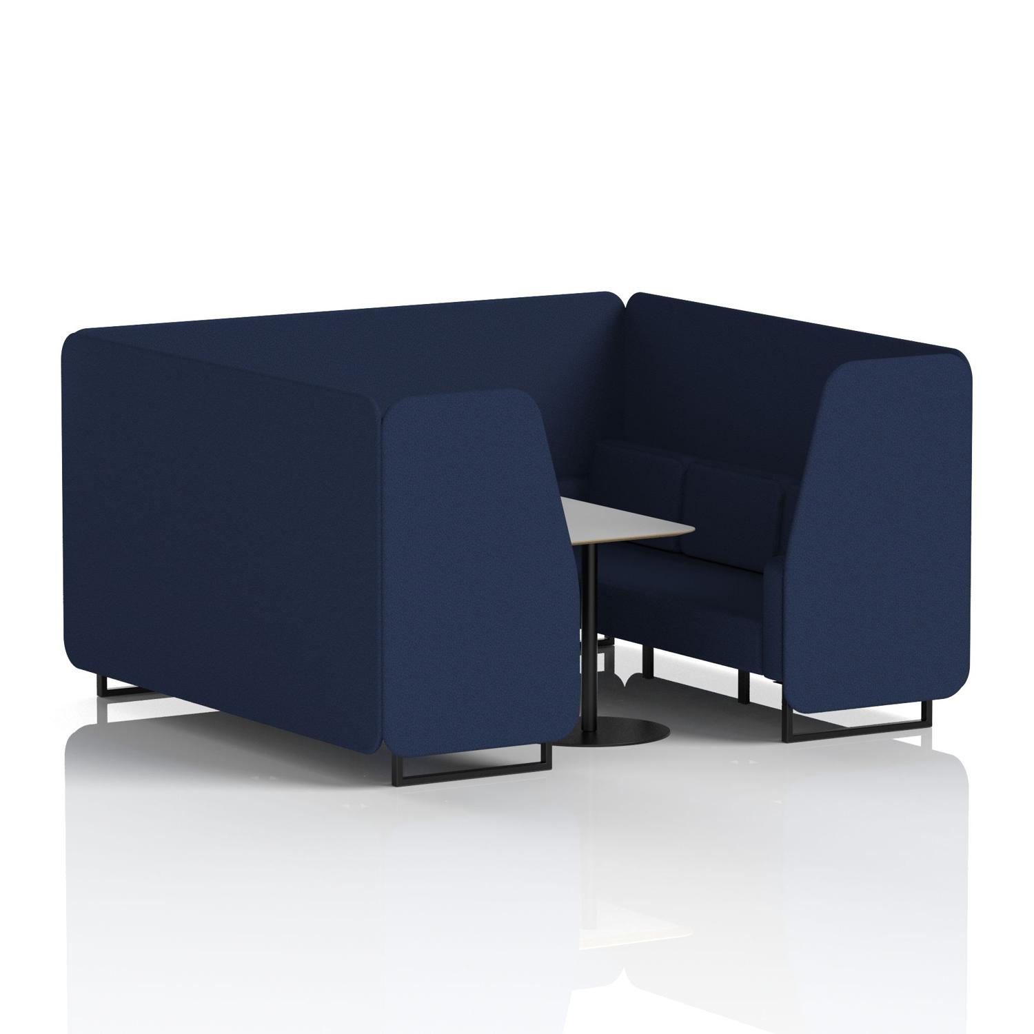 Brixworth 6 Seater Booth With Black Legs And Grey Table With Black Leg In Synergy Fabric - Alike Panels And Sofa
