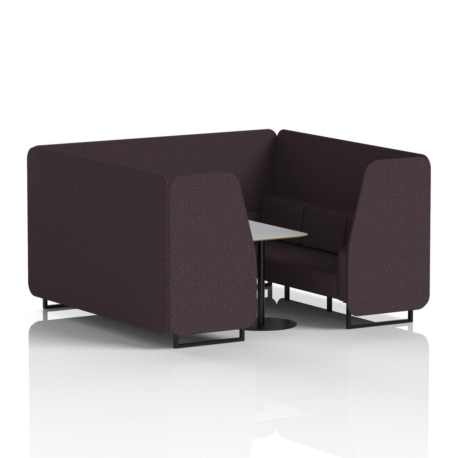 Brixworth 6 Seater Booth With Black Legs And Grey Table With Black Leg In Synergy Fabric - Wed Panels And Sofa