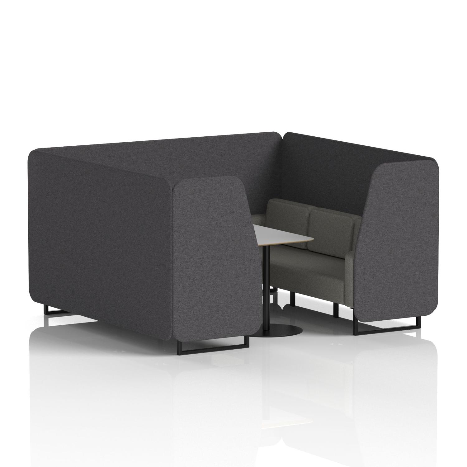 Brixworth 6 Seater Booth With Black Legs And Grey Table With Black Leg In X2 Fabric - Arithmetic Panels And Number Sofa