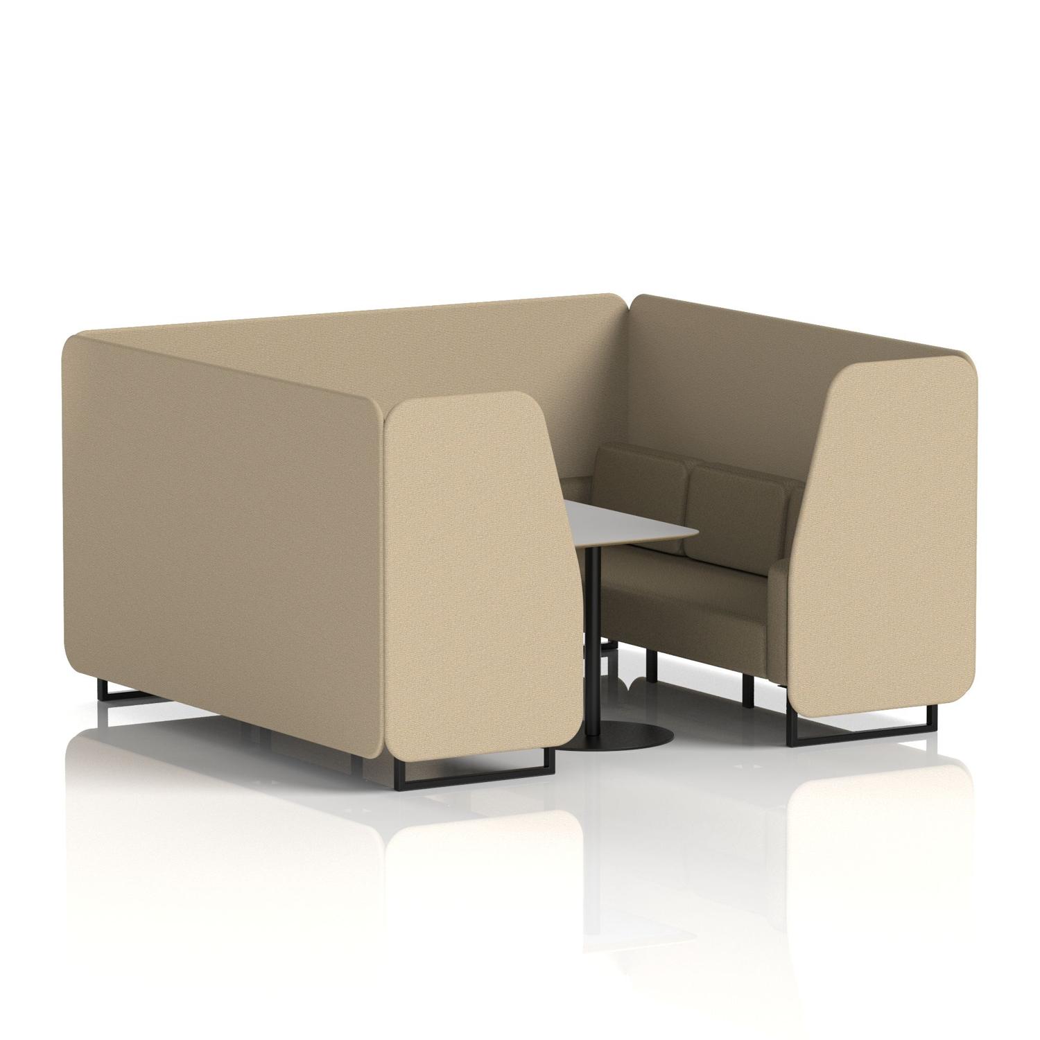Brixworth 6 Seater Booth With Black Legs And Grey Table With Black Leg In Main Line Flax Fabric - Upminster Panels And Bank Sofa