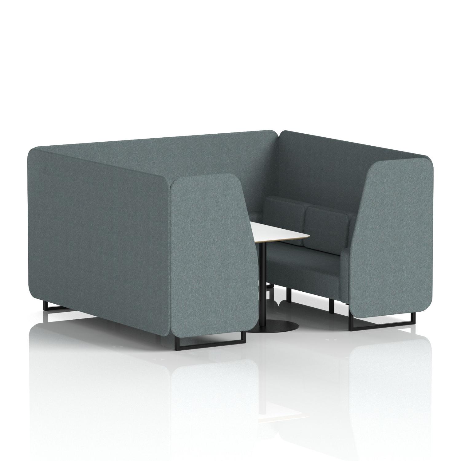 Brixworth 6 Seater Booth With Black Legs And White Table With Black Leg In Main Line Flax Fabric - Westminster Panels And Sofa