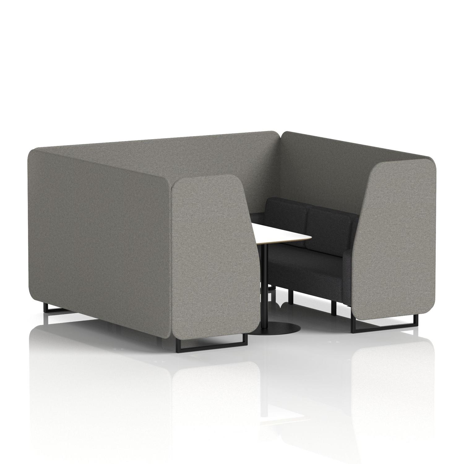 Brixworth 6 Seater Booth With Black Legs And White Table With Black Leg In X2 Fabric - Number Panels And Arithmetic Sofa