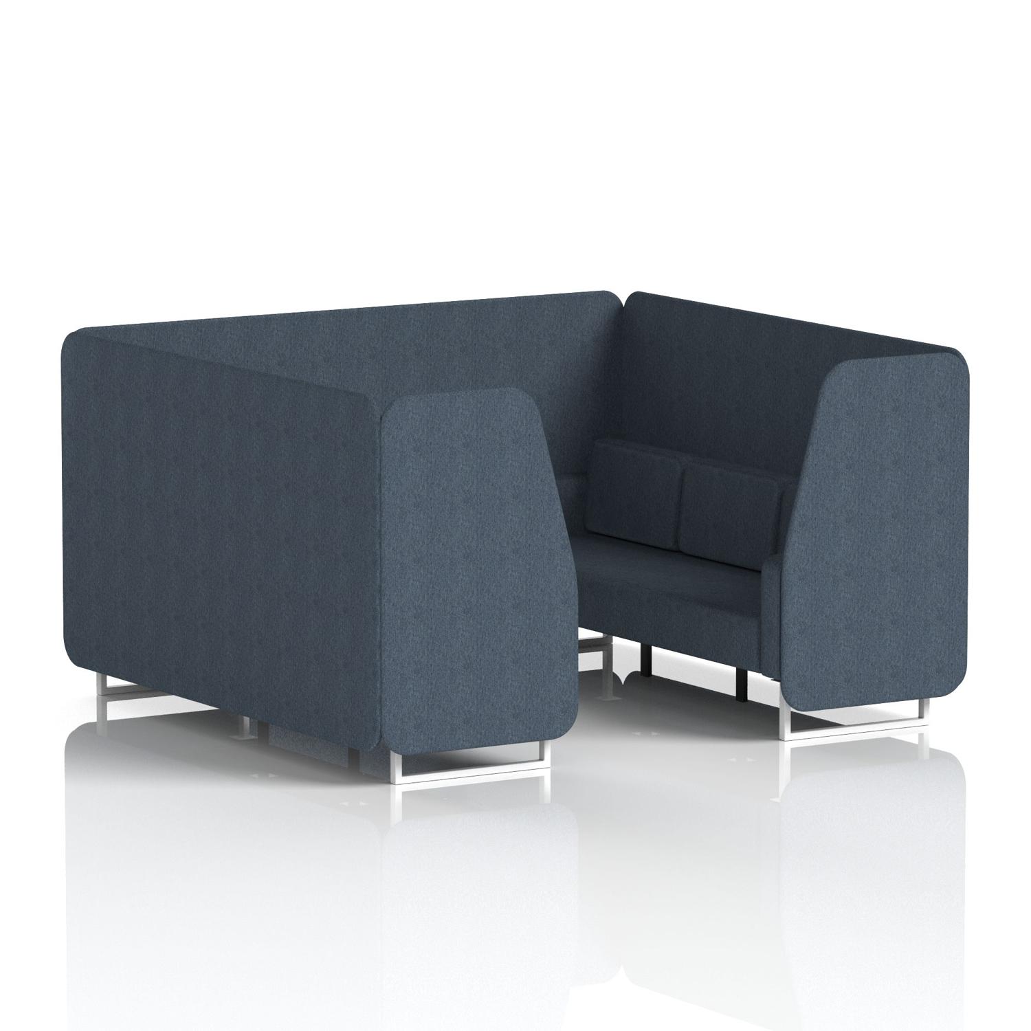 Brixworth 6 Seater Booth With White Legs In Rivet Fabric - Crucible Panels And Sofa