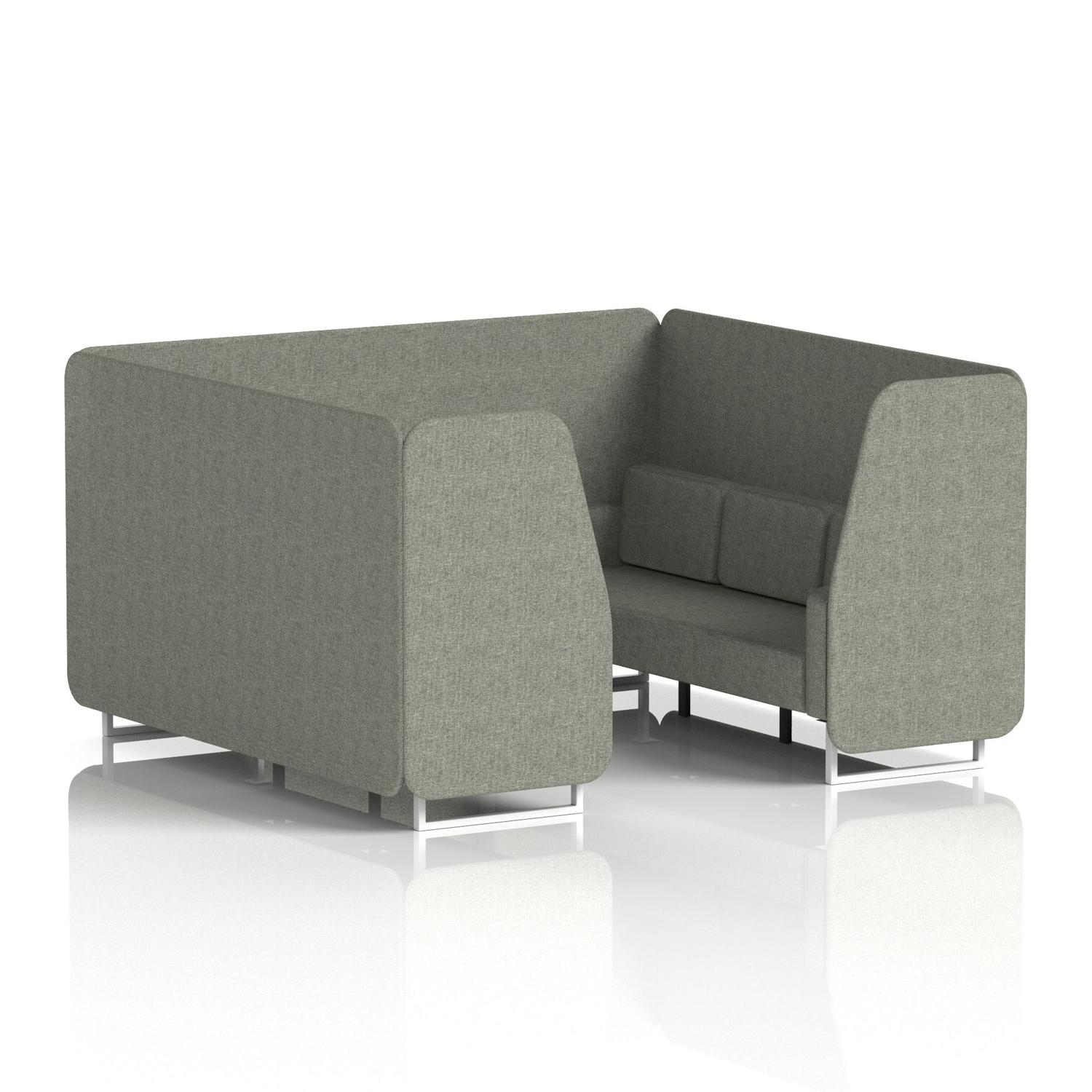 Brixworth 6 Seater Booth With White Legs In Rivet Fabric - Vitreous Panels And Sofa