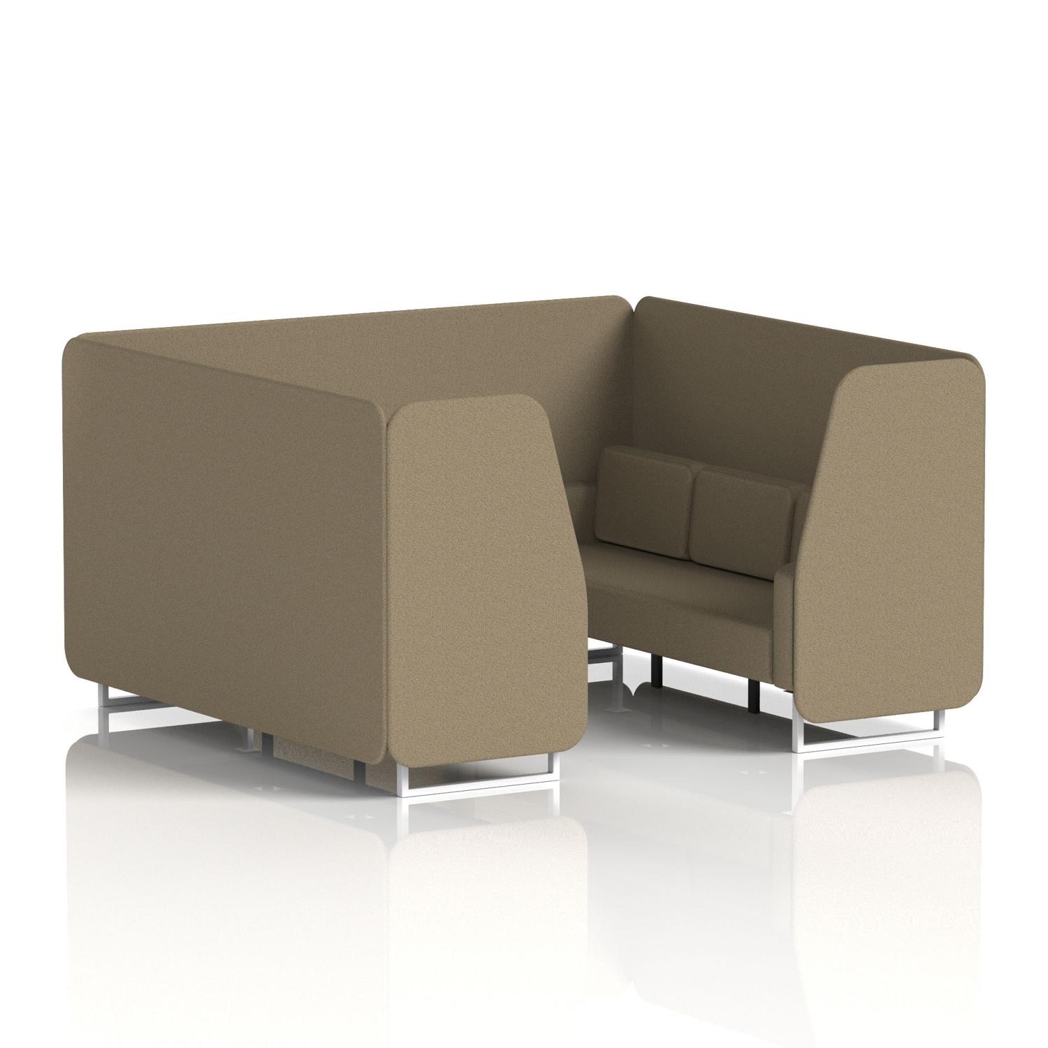 Brixworth 6 Seater Booth With White Legs In Main Line Flax Fabric - Bank Panels And Sofa