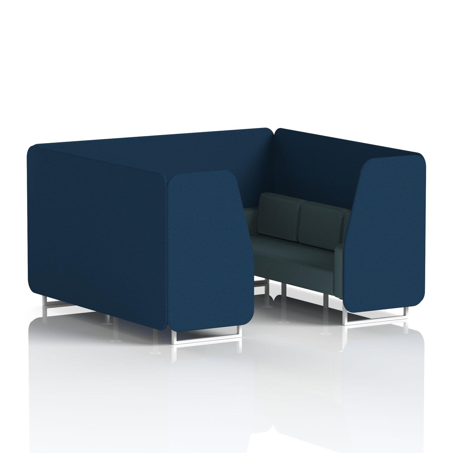 Brixworth 6 Seater Booth With White Legs In X2 Fabric - Calculus Panels And Polygon Sofa