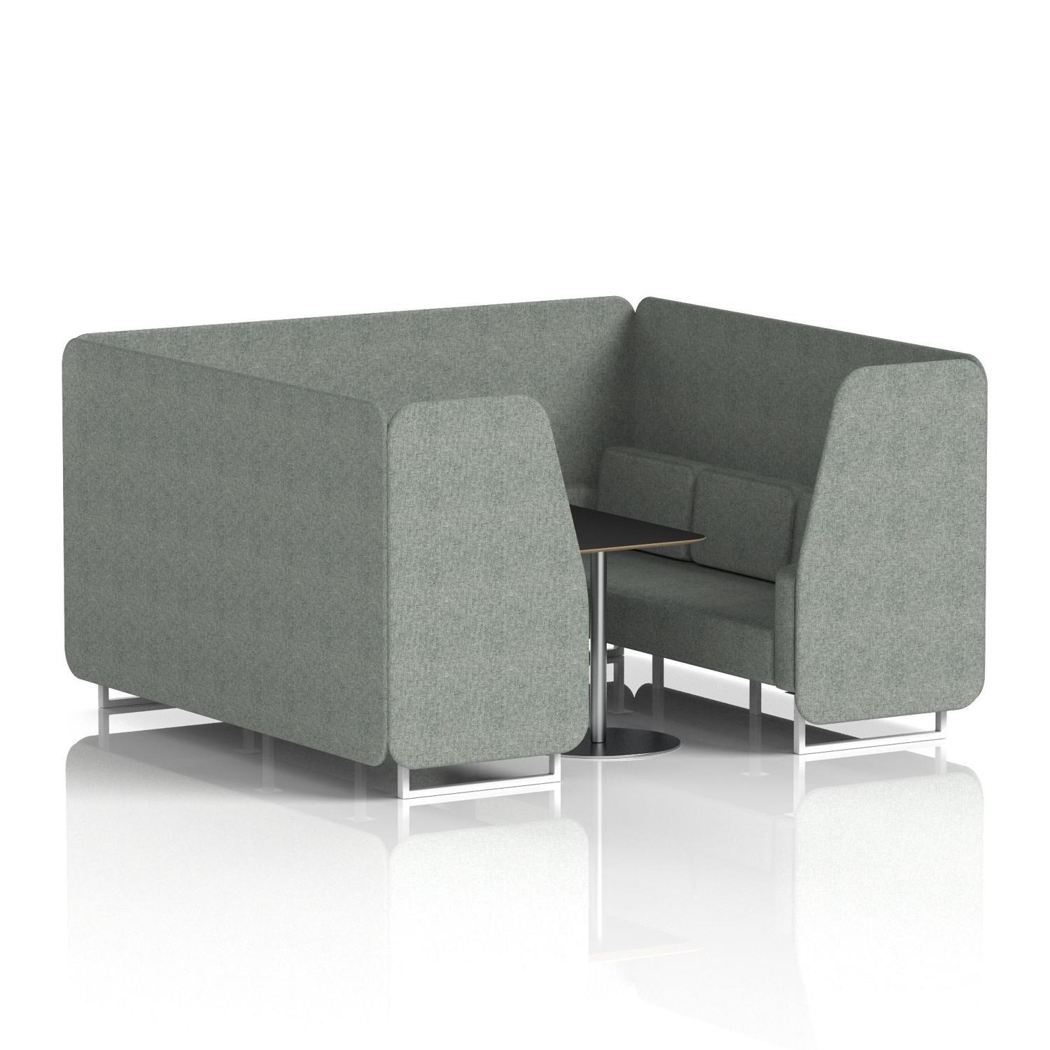 Brixworth 6 Seater Booth With White Legs And Black Table With Silver Leg In Rivet Fabric - Prime Panels And Sofa