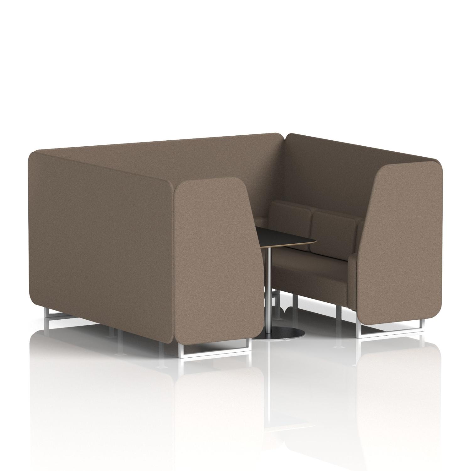 Brixworth 6 Seater Booth With White Legs And Black Table With Silver Leg In X2 Fabric - Theory Panels And Sofa