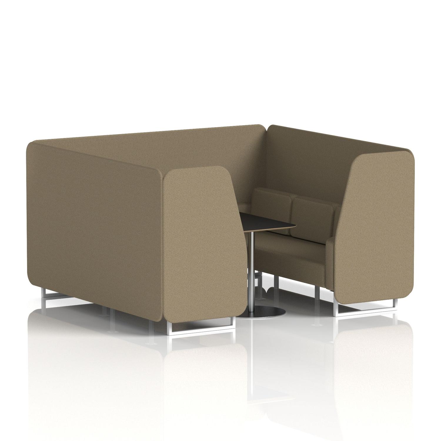 Brixworth 6 Seater Booth With White Legs And Black Table With Silver Leg In Main Line Flax Fabric - Bank Panels And Sofa