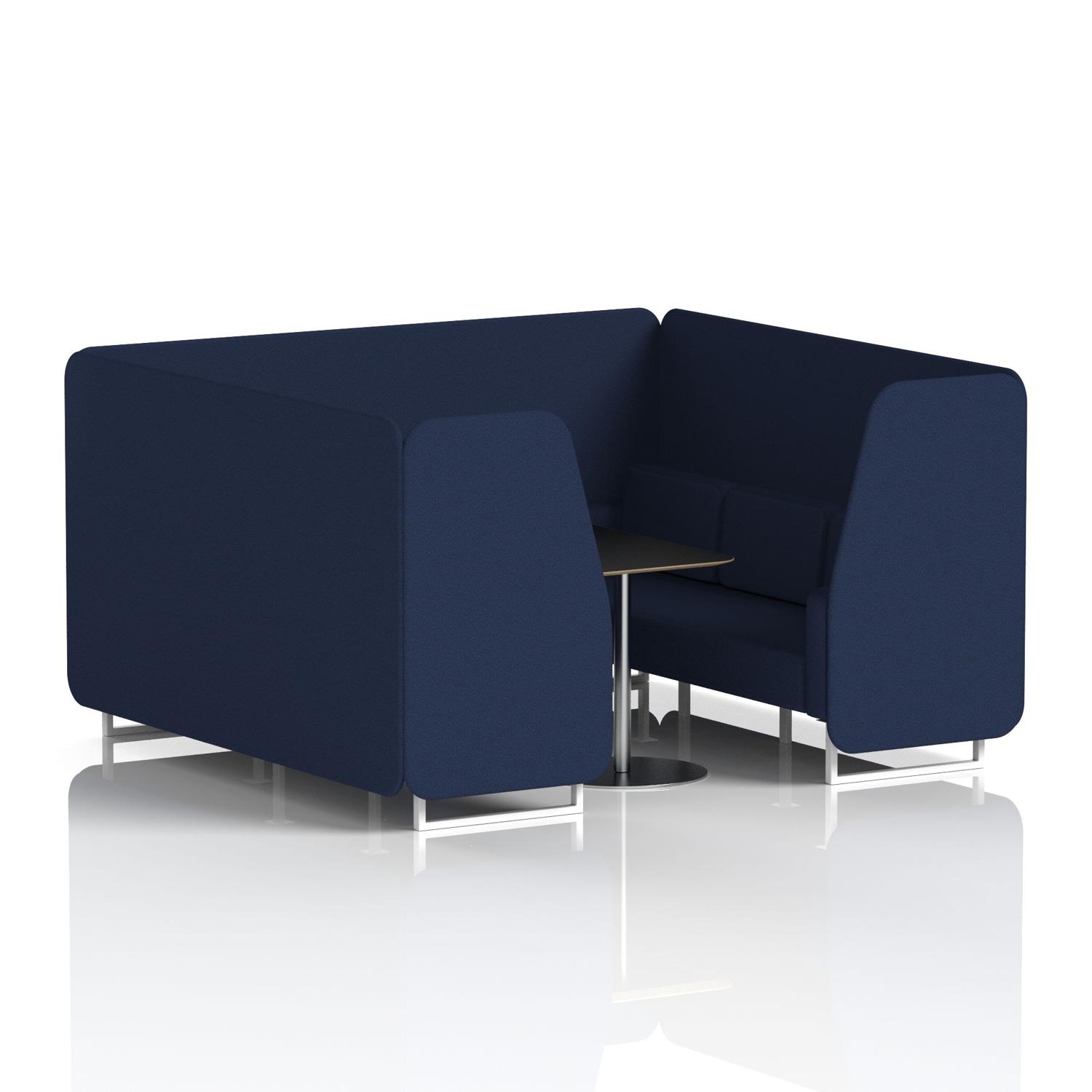 Brixworth 6 Seater Booth With White Legs And Black Table With Silver Leg In Synergy Fabric - Alike Panels And Sofa