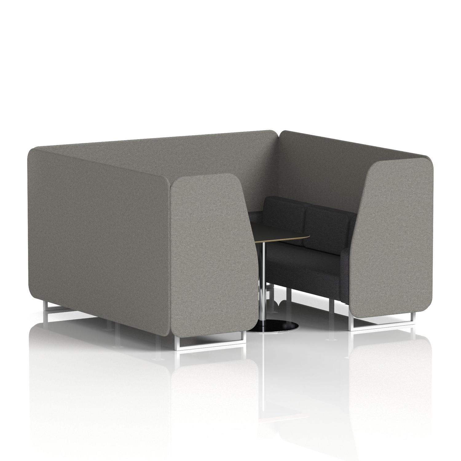 Brixworth 6 Seater Booth With White Legs And Black Table With Silver Leg In X2 Fabric - Number Panels And Arithmetic Sofa