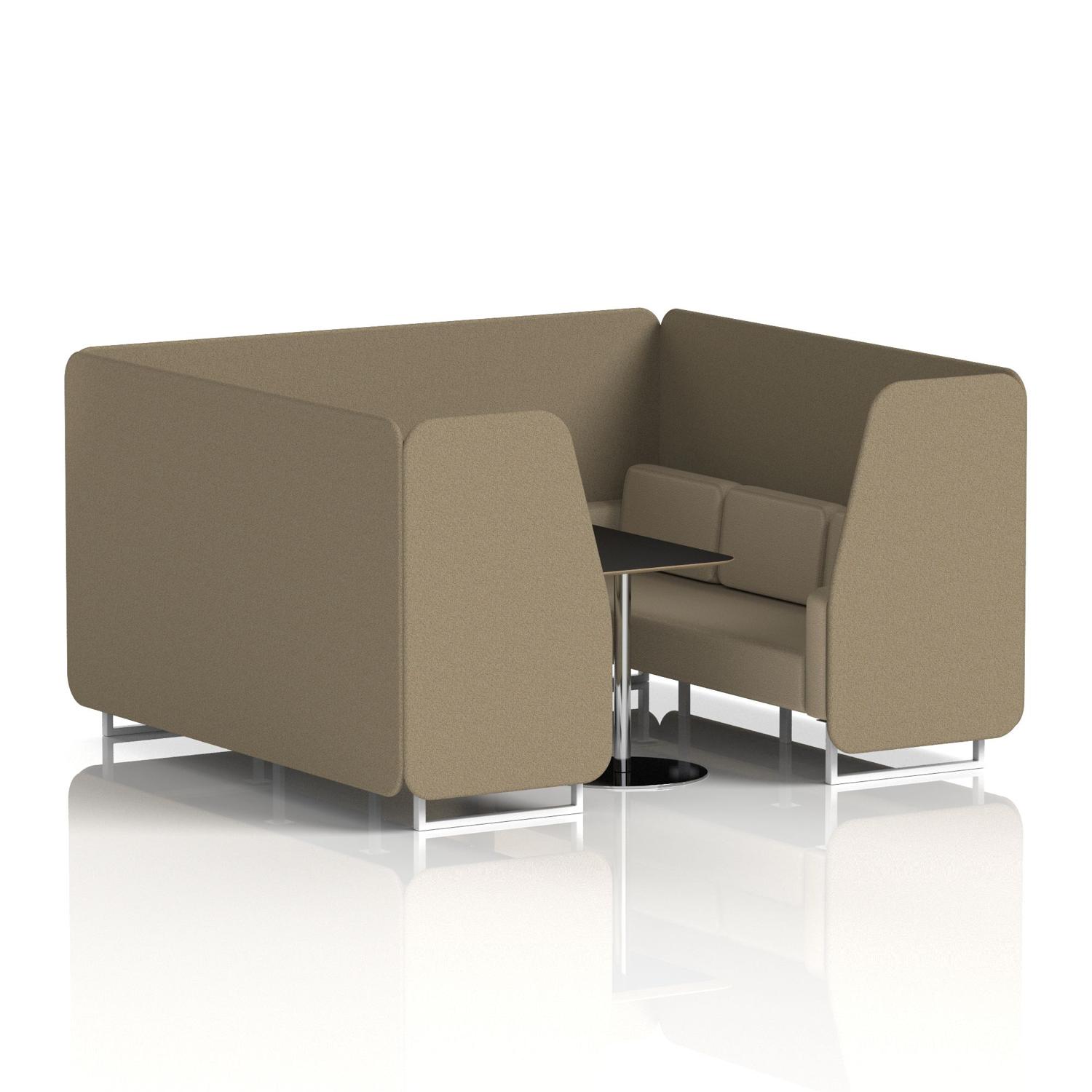 Brixworth 6 Seater Booth With White Legs And Black Table With Silver Leg In Main Line Flax Fabric - Bank Panels And Upminster Sofa