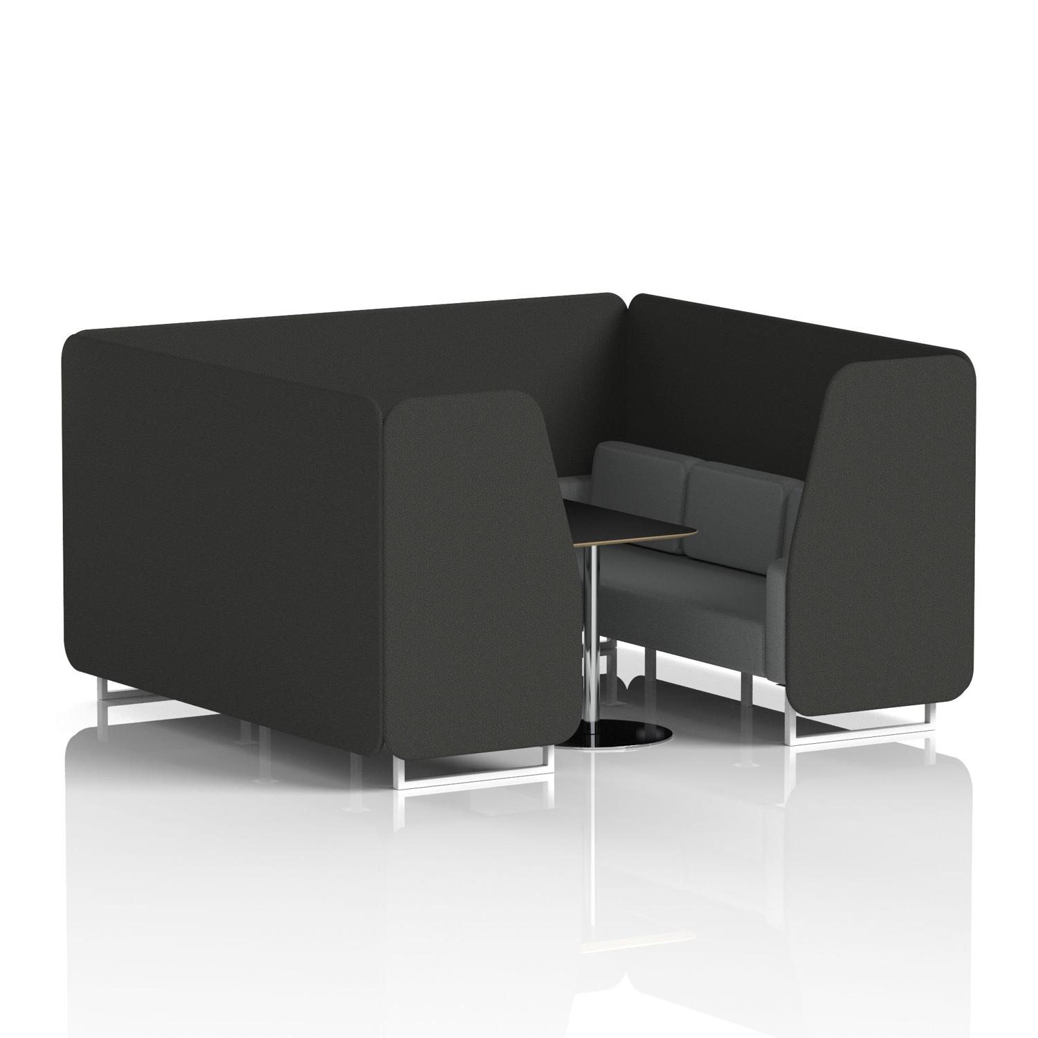 Brixworth 6 Seater Booth With White Legs And Black Table With Silver Leg In Synergy Fabric - Mix Panels And Partner Sofa