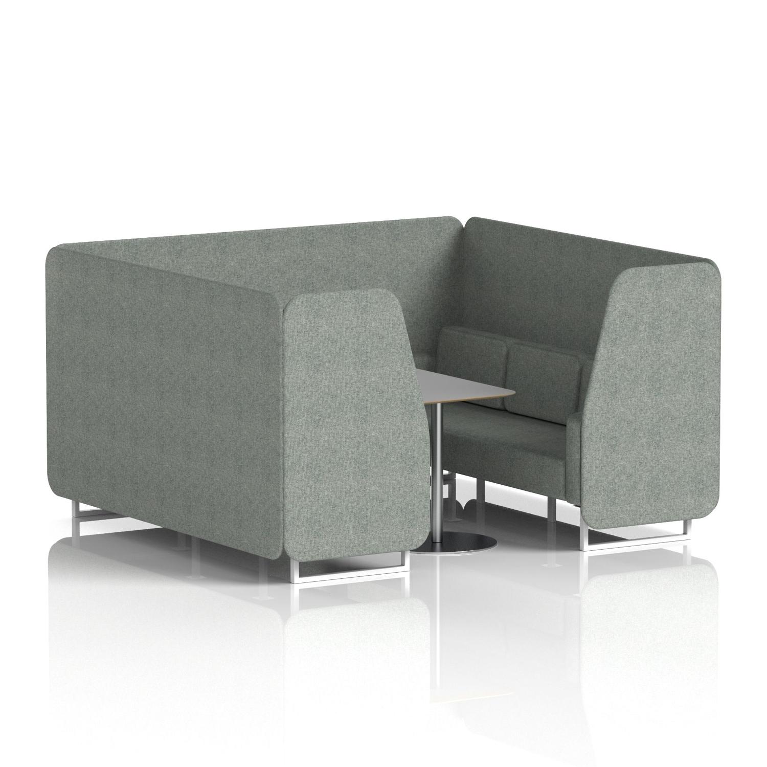 Brixworth 6 Seater Booth With White Legs And Grey Table With Silver Leg In Rivet Fabric - Prime Panels And Sofa