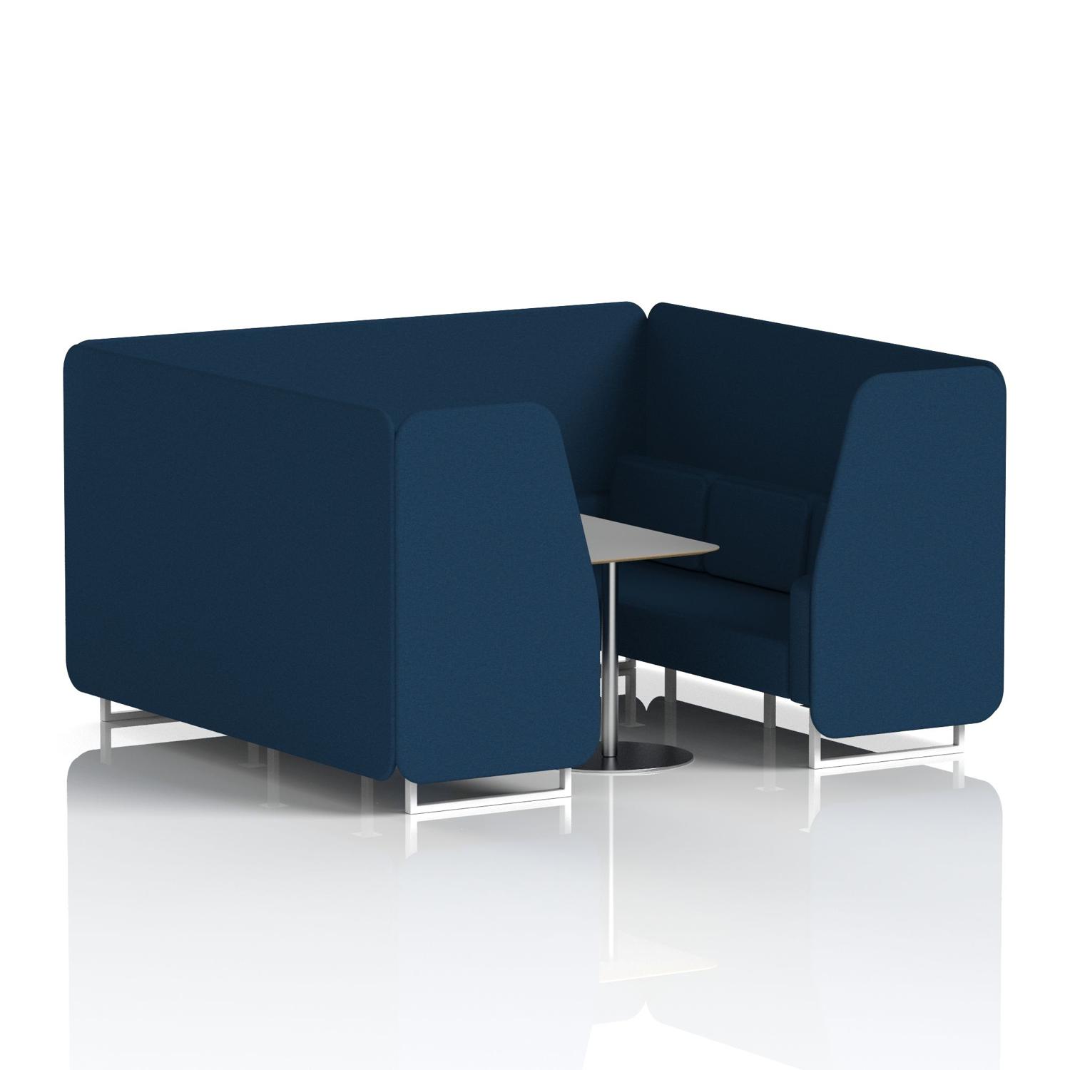 Brixworth 6 Seater Booth With White Legs And Grey Table With Silver Leg In X2 Fabric - Calculus Panels And Sofa