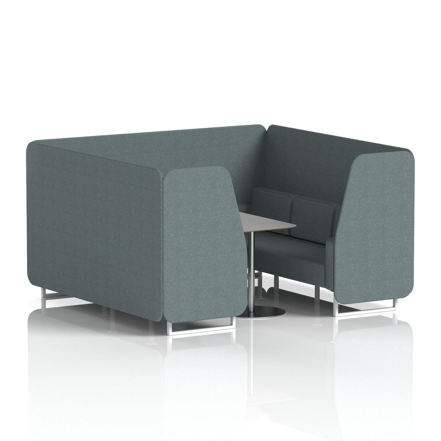 Brixworth 6 Seater Booth With White Legs And Grey Table With Silver Leg In Main Line Flax Fabric - Westminster Panels And Sofa
