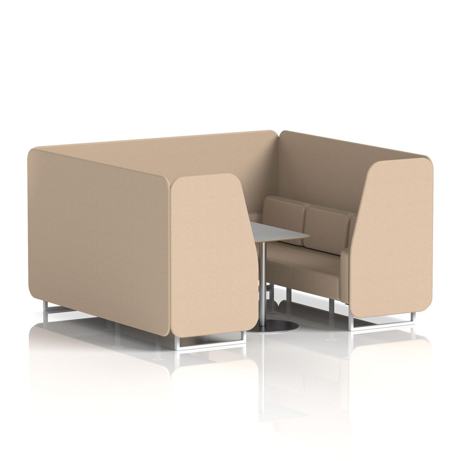 Brixworth 6 Seater Booth With White Legs And Grey Table With Silver Leg In Synergy Fabric - Affix Panels And Sofa