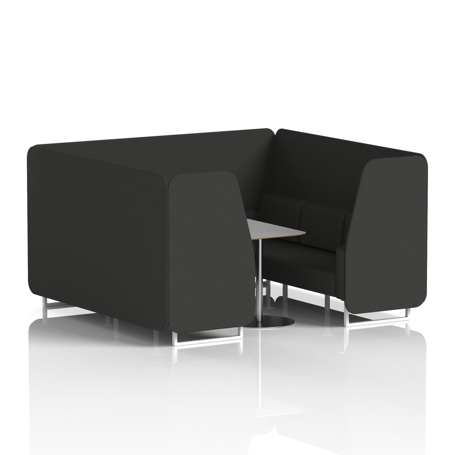 Brixworth 6 Seater Booth With White Legs And Grey Table With Silver Leg In Synergy Fabric - Mix Panels And Sofa